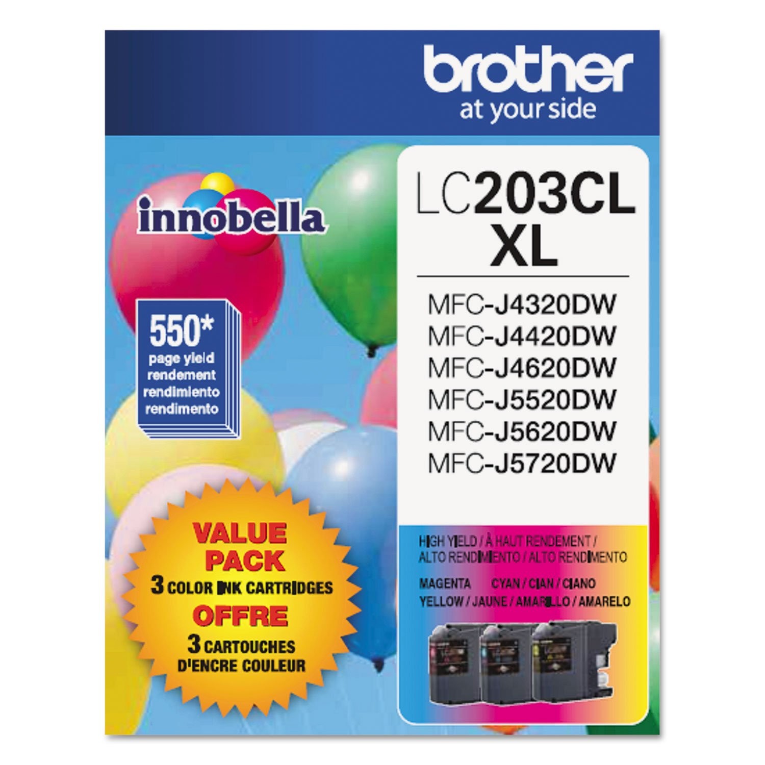 Brother Genuine High Yield Color Ink Cartridge, LC2033PKS, Replacement Color …