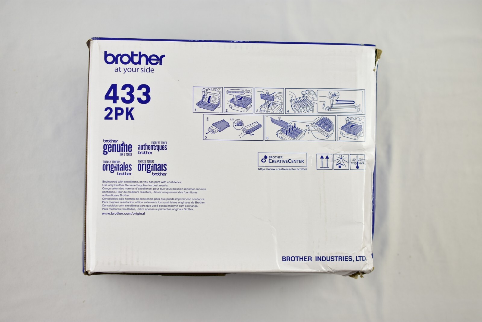 Brother TN433 Black High Yield Toner Cartridge 2-PK TN4332PK NEW IN DAMAGED BOX