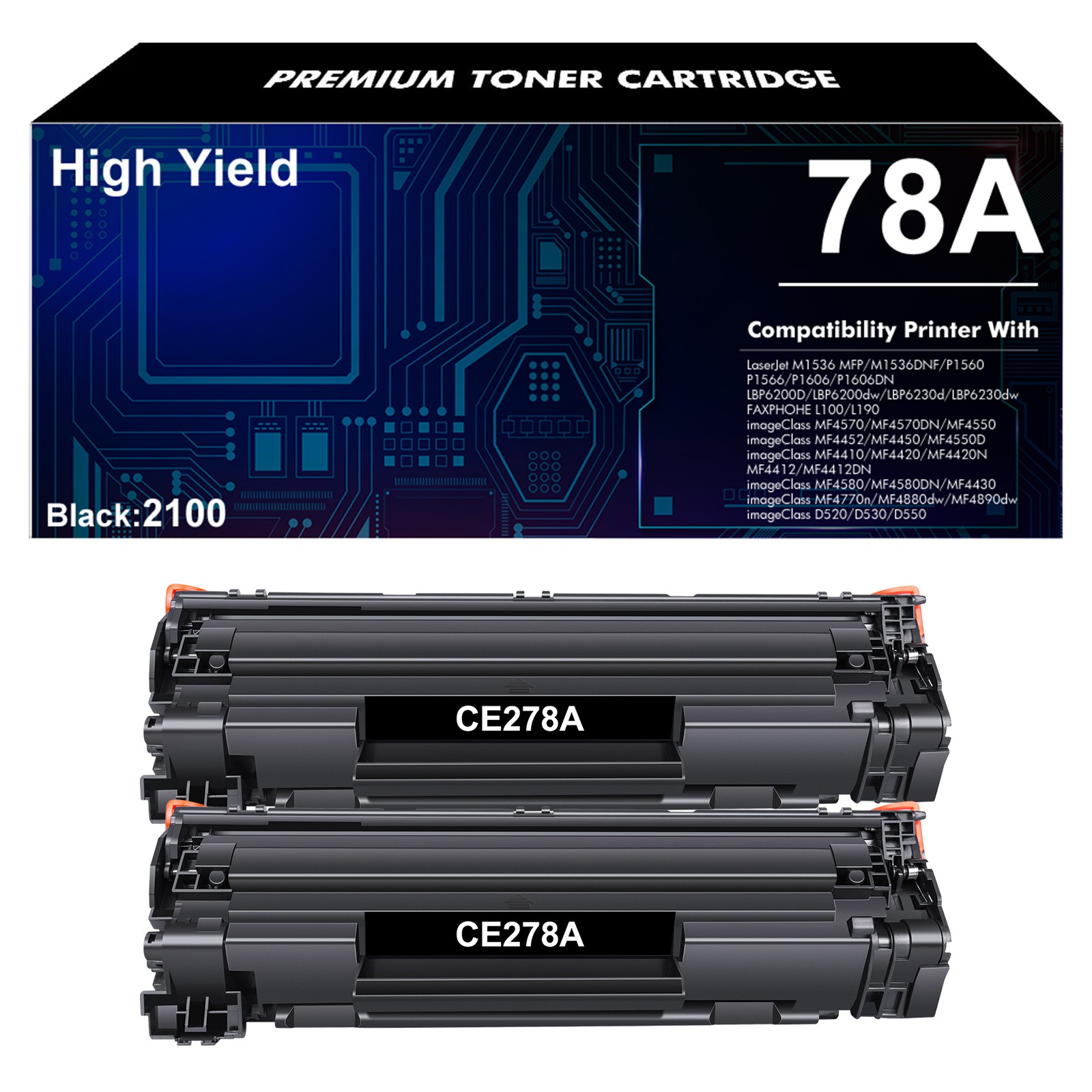 78A CE278A Toner Cartridge Replace for HP LaserJet M1536 MFP P1606DN M1536 2PK