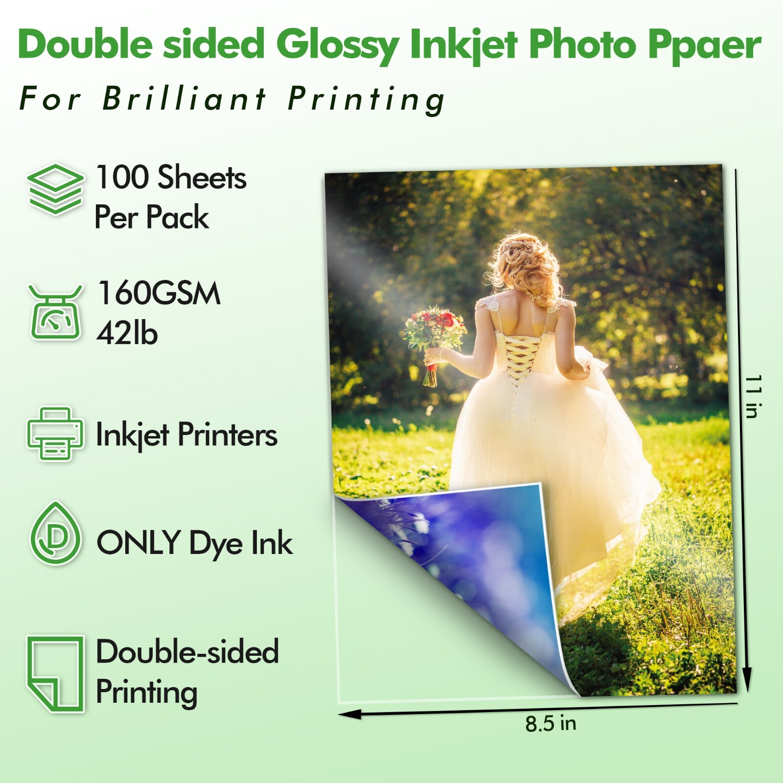 100 Sheets Koala Double Sided Glossy Photo Paper 8.5×11 42 lb Inkjet Brochure
