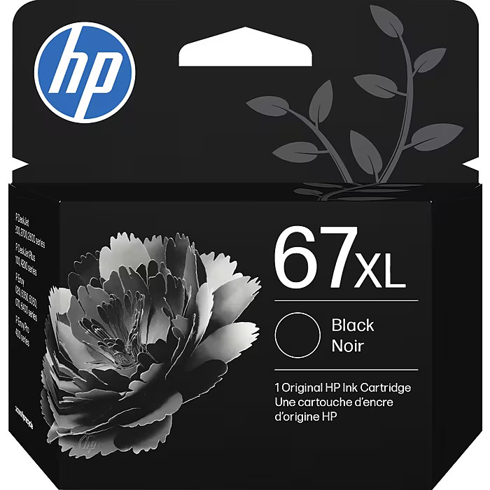 HP 67XL Black High Yield Ink Cartridge, Prints Up to 240 Pages (3YM57AN#140)