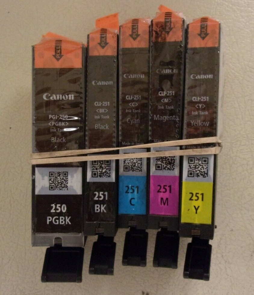 CANON GENUINE OEM PGI-250 CLI-251 SET OF 5 CMYK – SEALED-NO BOX – FREE SHIPPING