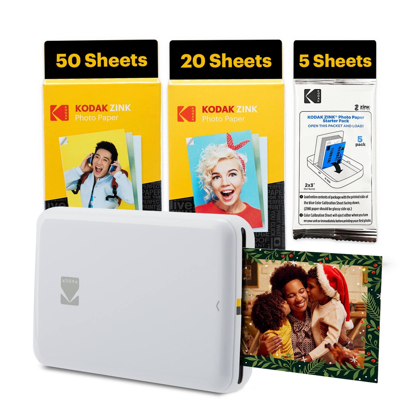 Kodak Step Mobile Instant Photo Printer 2×3″ White, Photo Paper 75 Sheets Bundle